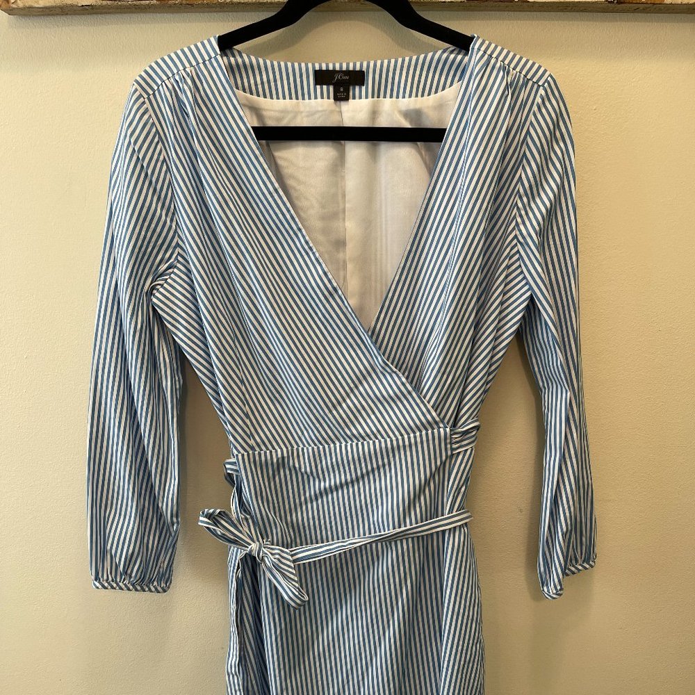 J.Crew Striped Cotton Poplin Wrap Dress